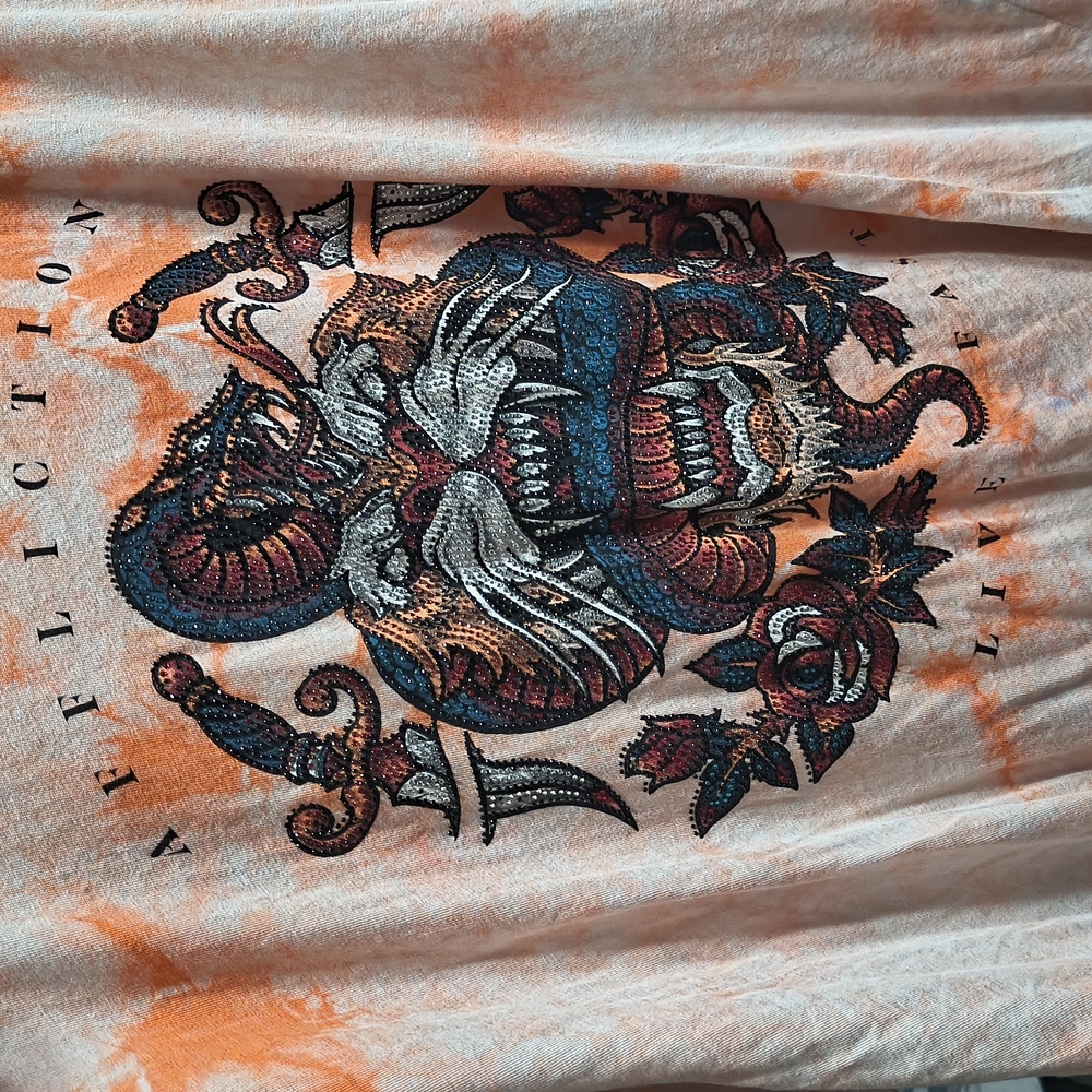 Graphic Tee with Tiger and Rose Design